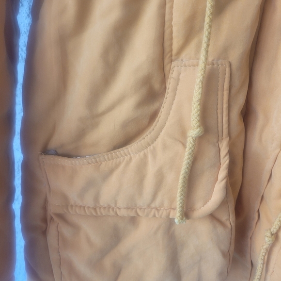 Faux Fur Lined Jacket Mustard Yellow, Hooded, Full Zip - Picture 2 of 9